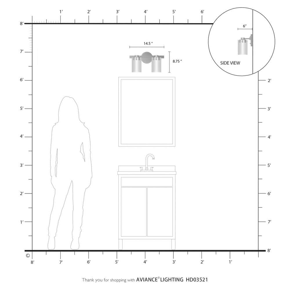 Sleek Manhattan Brushed Nickel 2-Light Vanity with Double-Glass