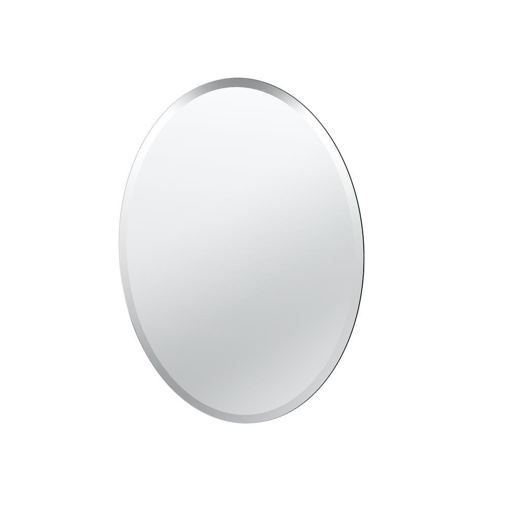 Frameless Oval 26.5" Clear Glass Bathroom Mirror