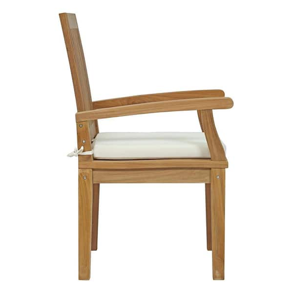 MODWAY Marina Patio Teak Outdoor Dining Chair in Natural with