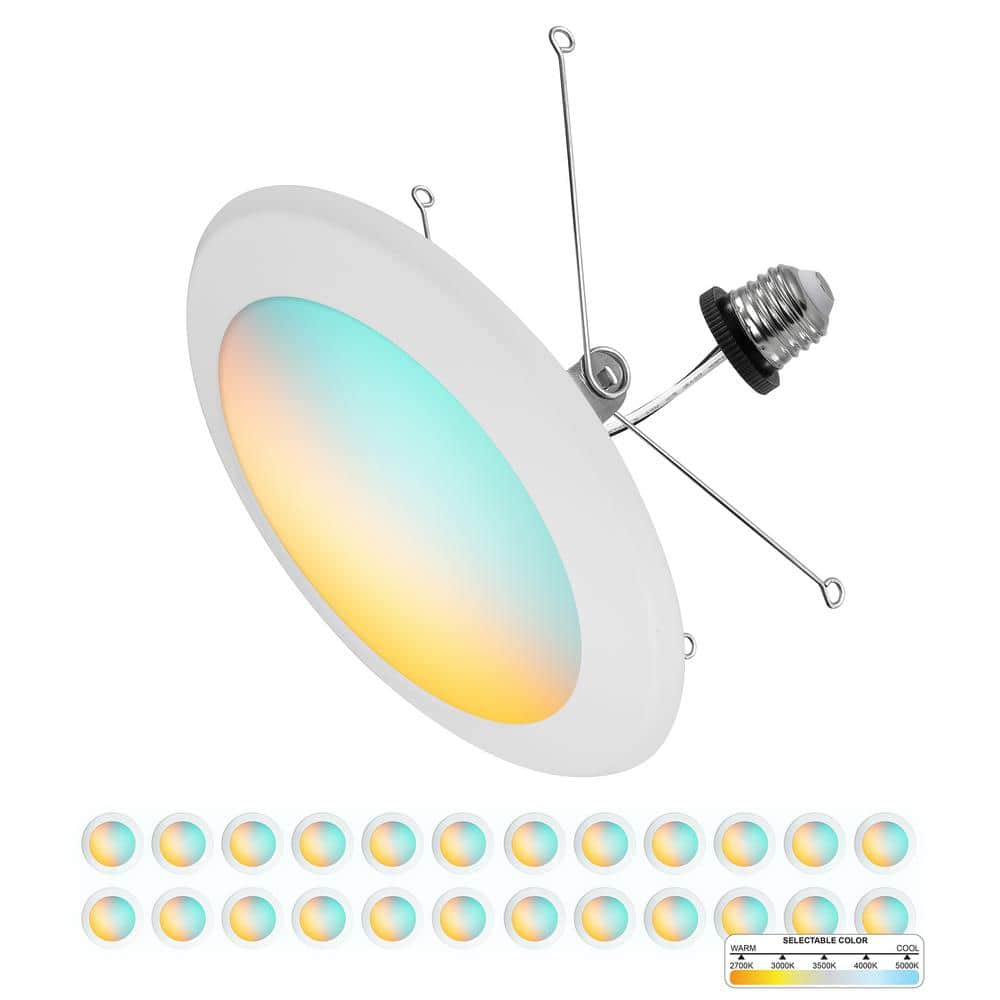 5/6 Inch White Aluminum LED Recessed Lighting Kit, 24 Pack