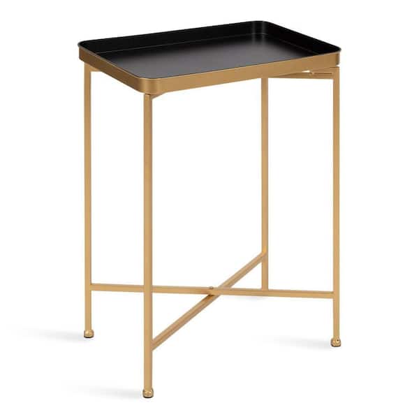 Kate and Laurel Celia 18 in. Black Rectangle Metal End Table
