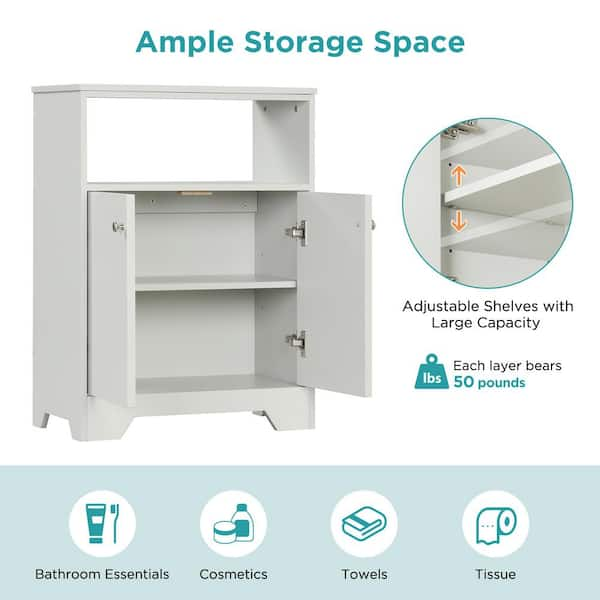 Grey Bathroom Storage Cabinet with Adjustable Shelves, Freestanding Floor  Cabinet for Home Kitchen, Easy to Assemble WS-WF283639AAE - The Home Depot