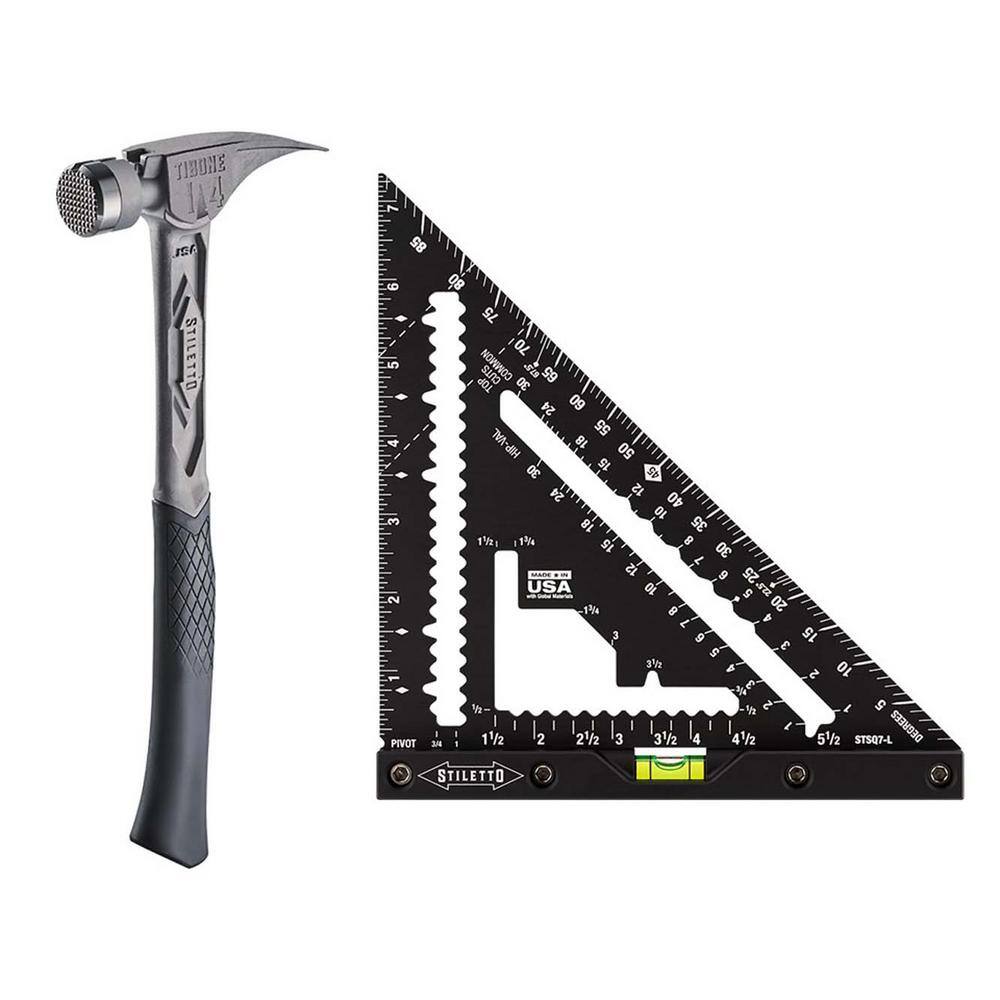 14 oz. TiBone Milled Face with Curved Handle with 7 in. Carpenter Square with Level (2-Piece) price history on PriceWatchPro