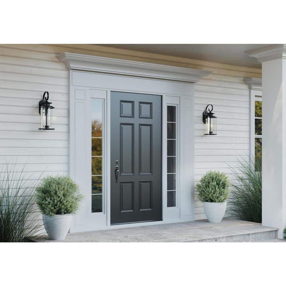 Squire Black and Bronze 2-Light Medium Wall Lantern with Clear Glass Shade