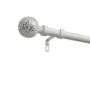 36 in. to 72 in. White Mosaic Adjustable Length 1 in. Dia. Single Curtain Rod Kit in Matte White