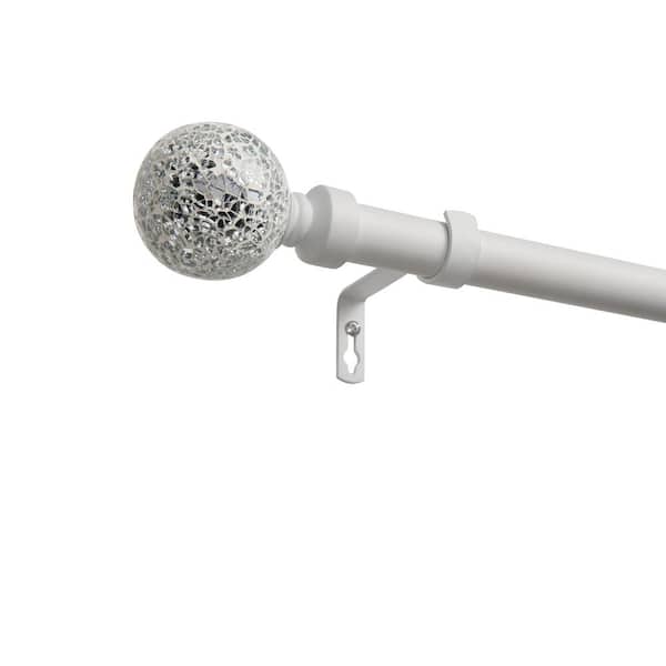 EXCLUSIVE HOME 36 in. to 72 in. White Mosaic Adjustable Length 1 in. Dia. Single Curtain Rod Kit in Matte White