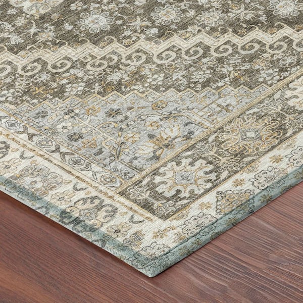 Chantille Machine Washable Indoor/Outdoor Abstract ACN2806 Brown 8 ft. x 8 ft. Round Rug