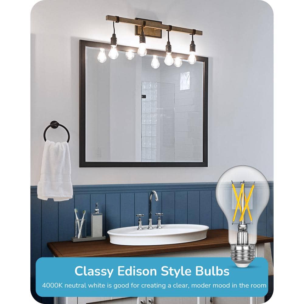 Vintage Edison LED Light Bulbs, Clear Glass, Cool White, 6-Pack