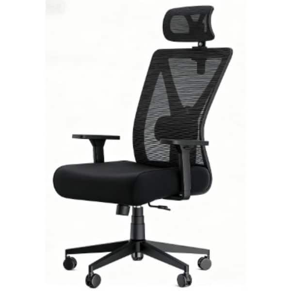 Modern Breathable Mesh Lumbar Support Reclining Ergonomic Office Chair in Black with Adjustable Arms