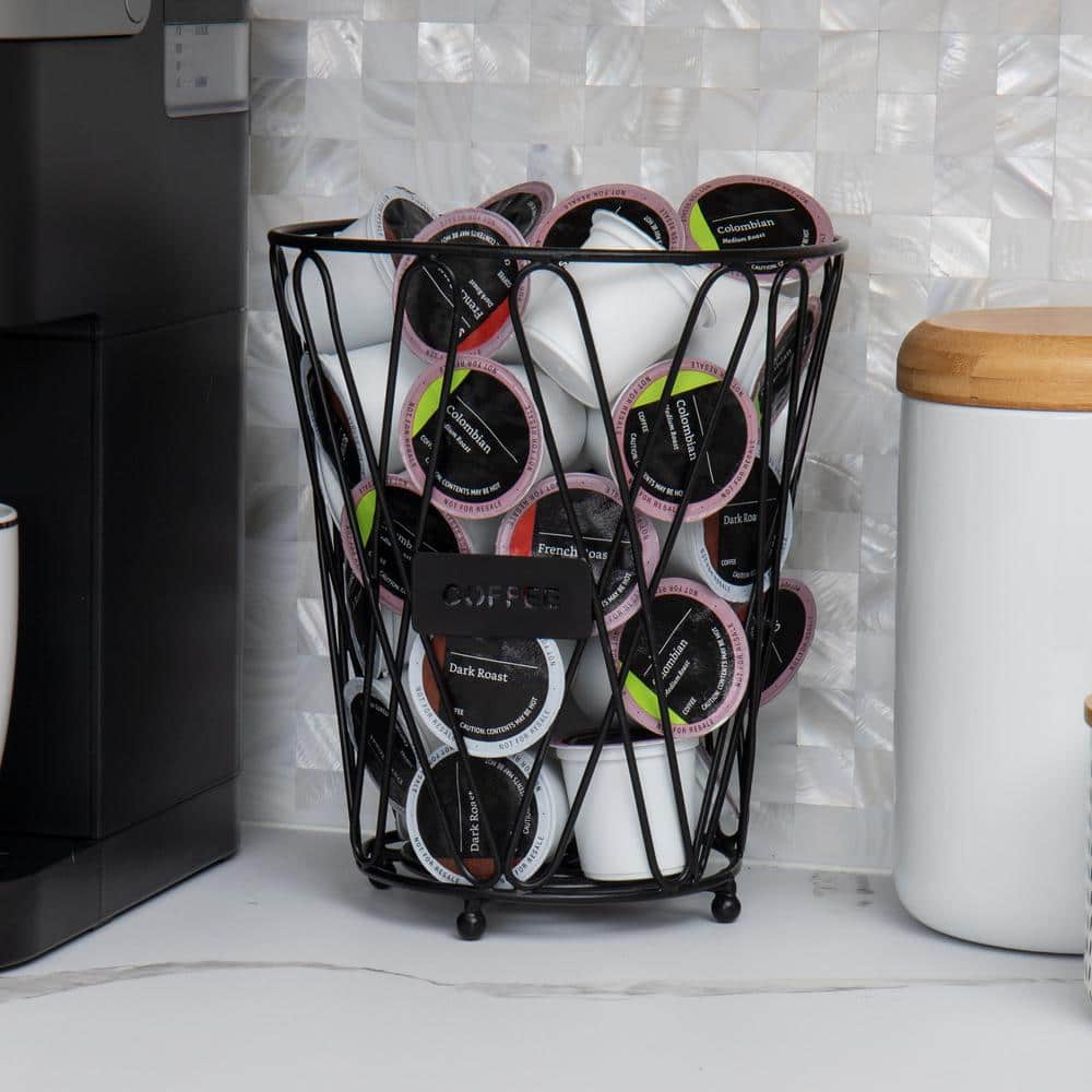Matte Black Steel Coffee Pod Storage Basket
