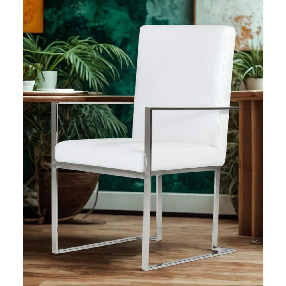 MR MODREST Fowler Modern White Leather Dining Chair 77351 - The Home Depot