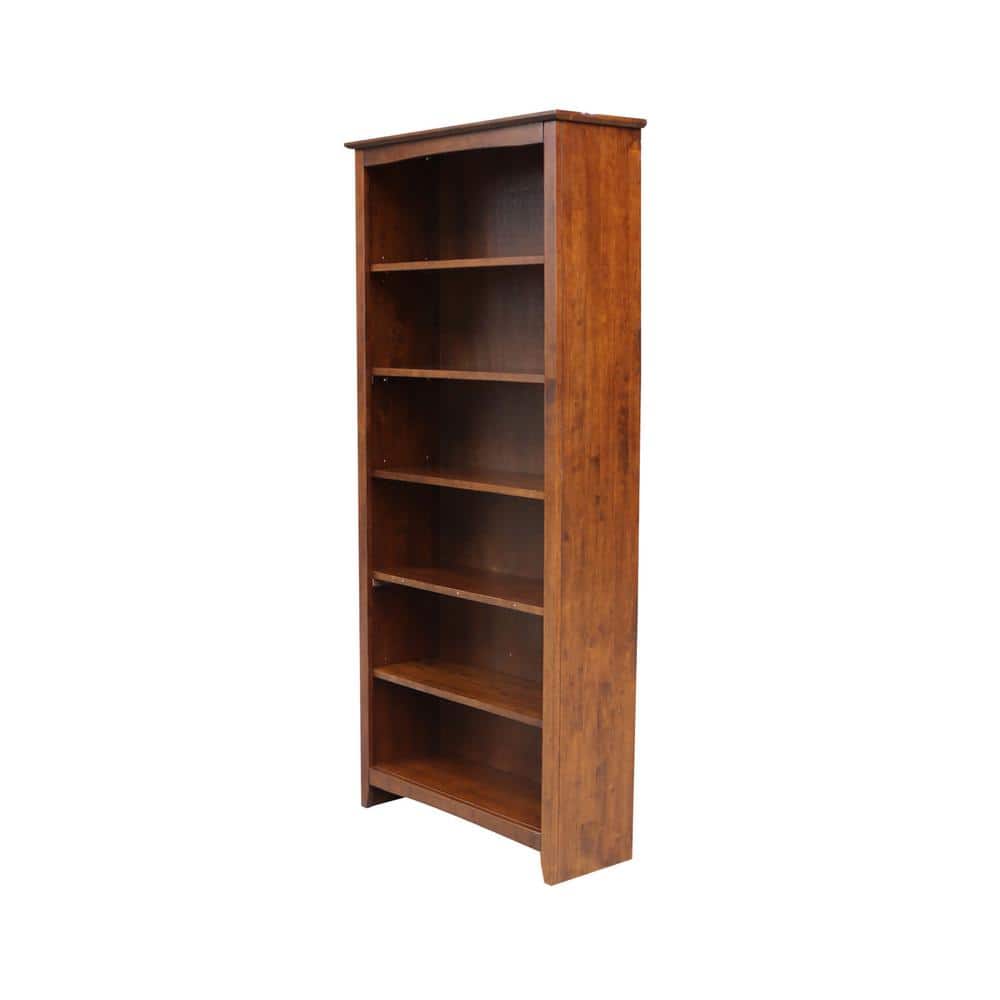 Espresso Adjustable Solid Wood Shaker Bookshelf