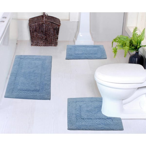 Memory Foam Bath Mat Set, Bathroom Rugs for 3 Pieces, Toilet Mats, Soft  Comfortable, Water Absorption, Non-Slip, Thick, Easier to Dry for Floor Mats,  Light Blue 