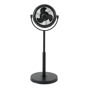 11 in. 3 fan Speeds Pedestal Fan in black with Adjustable Height, 360° Rotation