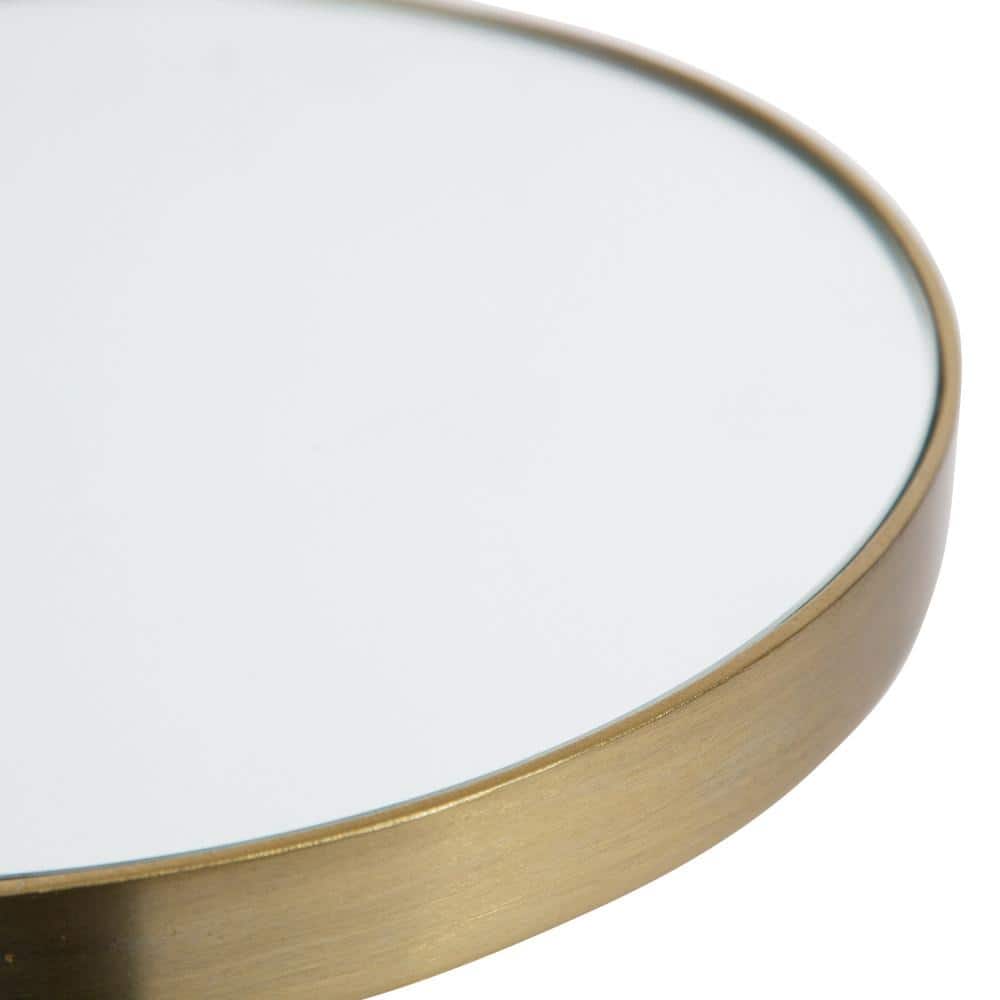 Hescott Black and Gold Round Mirrored Pedestal Table