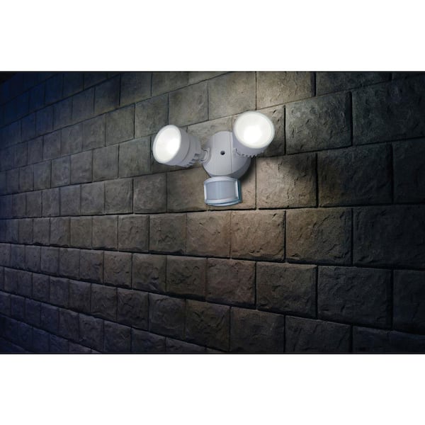 LUTEC 110° 2-Head White Outdoor Integrated LED Motion Activated Flood Light  P6221W-PIR24 The Home Depot
