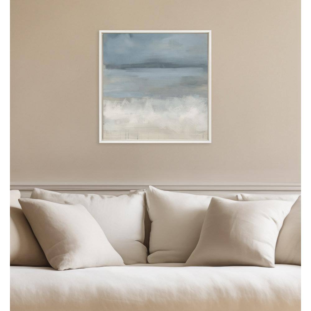 Sylvie 22"x22" Blue and White Abstract Canvas Art