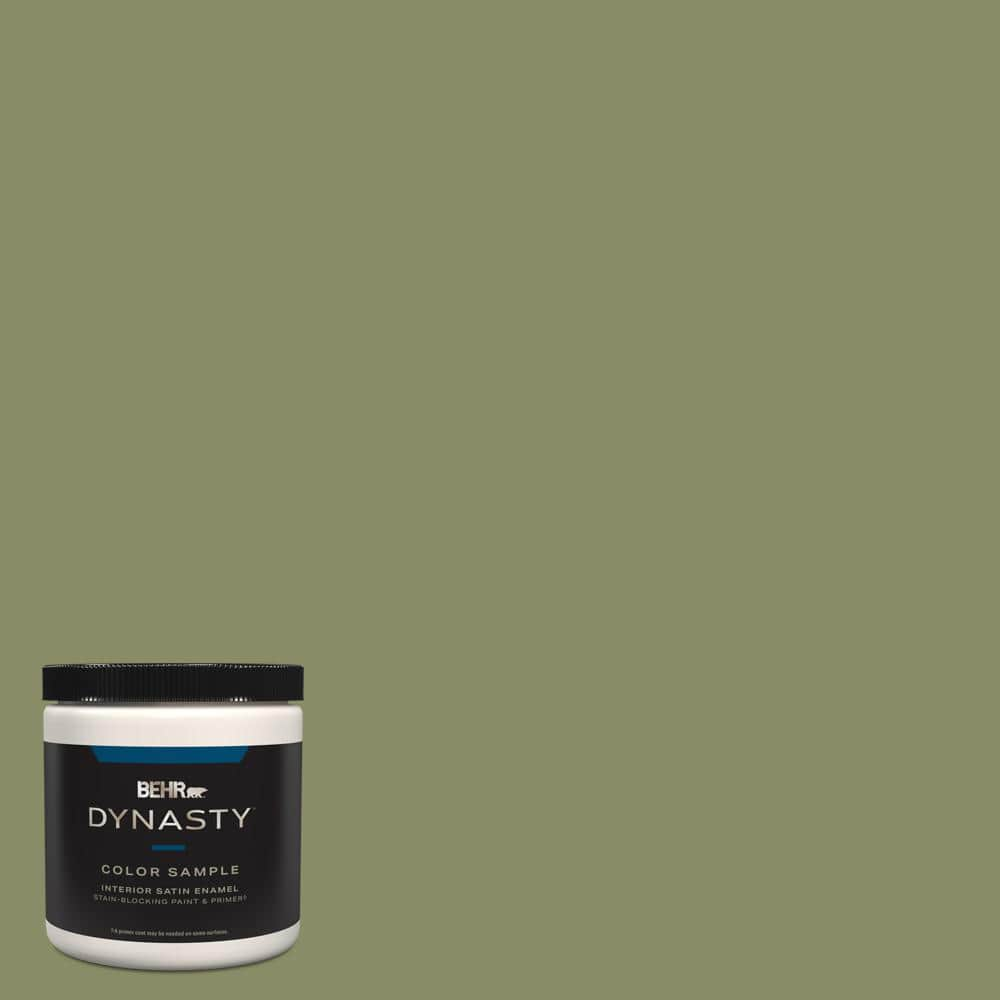 BEHR DYNASTY 8 oz. #S370-5 Pesto Paste One-Coat Hide Satin Enamel Stain ...