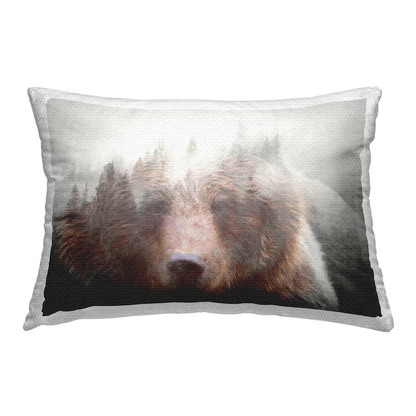Stupell Industries Abstract Bear and Nature Brown Rectangular Outdoor Throw Pillow