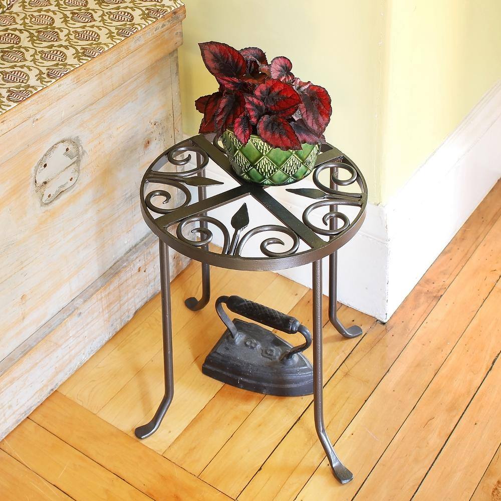 Graphite Wrought Iron Round Trivet Plant Stand
