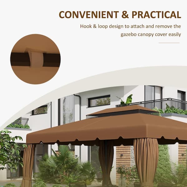 Outsunny Outdoor Polyester Gazebo Replacement Canopy in Dark