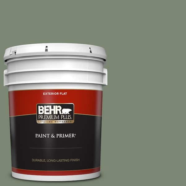 BEHR PREMIUM PLUS 5 gal. #440F-5 Winter Hedge Flat Exterior Paint & Primer