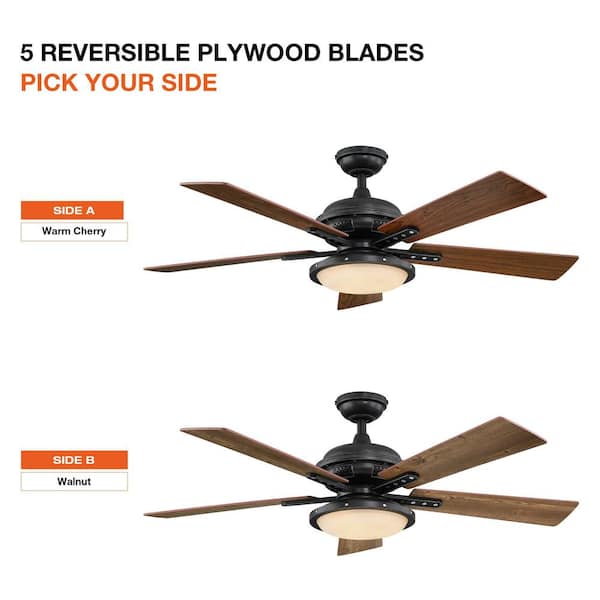 52" Black Pine Remote Controlled Ceiling Fan LED Light Frosted Fixture 3 Speed 