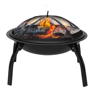 22 in. Iron Fire Pit Bowl Outdoor Backyard Patio Garden Burning Heater Black