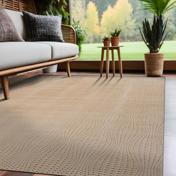 Serenity Beige Solid 8 ft. x 10 ft. Modern Non Skid Soft Indoor Area Rug