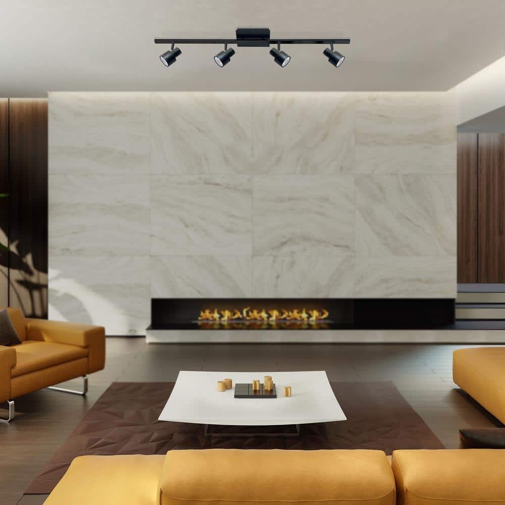 3 ft. Matte Black Adjustable 4-Light Track Lighting
