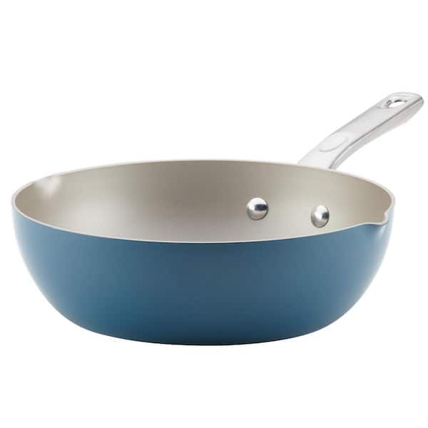 Ayesha Curry Home Collection 9.75 in. Aluminum Nonstick Skillet in Twilight Teal with Pour Spout