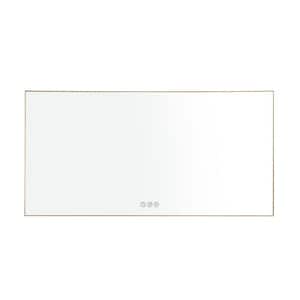 72 in. W x 36 in. H Rectangular Aluminum Framed Anti-Fog LED Light Dimmable Wall Bathroom Vanity Mirror in Gold