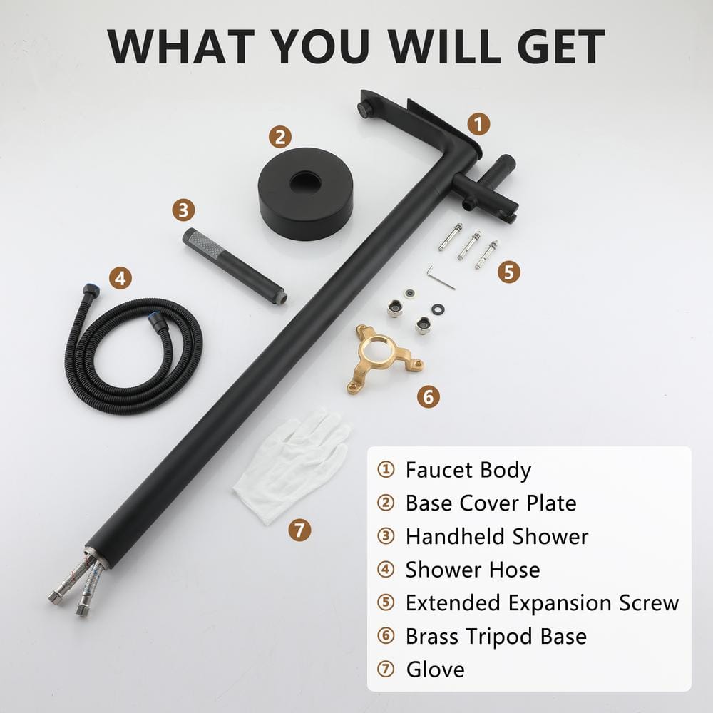 Matte Black Freestanding Tub Filler Faucet with Handheld Shower