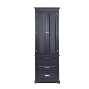 15.7 in. W x 24 in. D x 70 in. H Ready to Assemble Floor Base Kitchen Cabinet in Black with 2 Doors and 3 Drawers