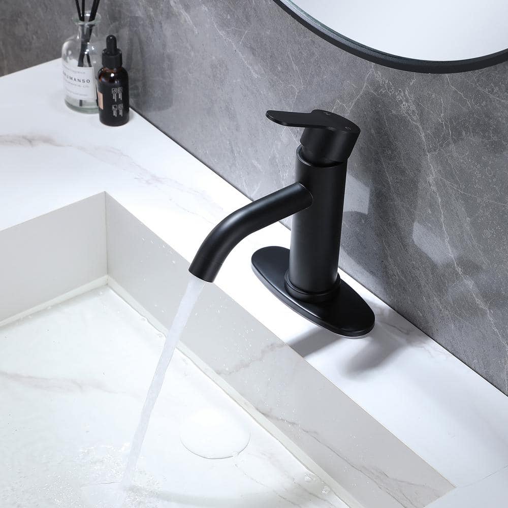 Matte Black Stainless Steel Single-Handle Bathroom Faucet