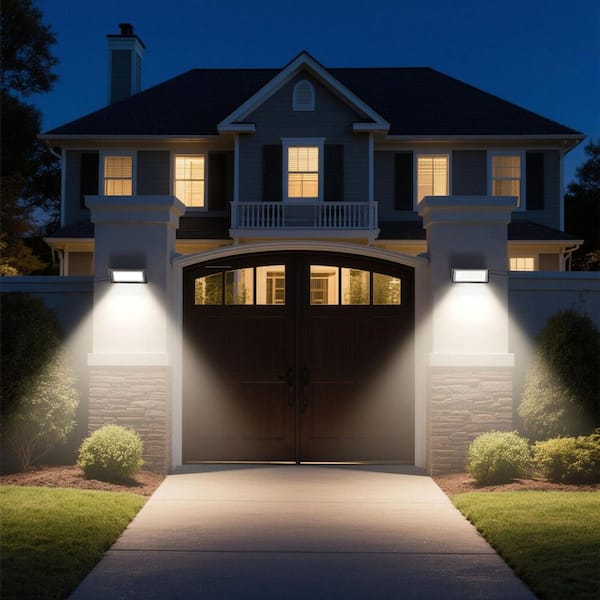 150 Watt Equivalence 3836 Lumen Black Plug-in Integrated LED Flood Light Outdoor Light with Dusk to Dawn Sensor