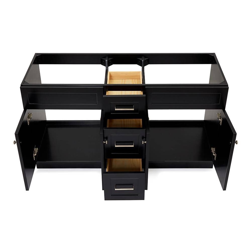 Hamlet 60'' Black Double Freestanding Bathroom Vanity Cabinet