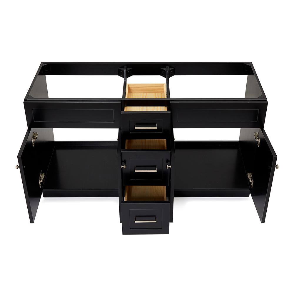 Hamlet 60'' Black Double Freestanding Bathroom Vanity Cabinet