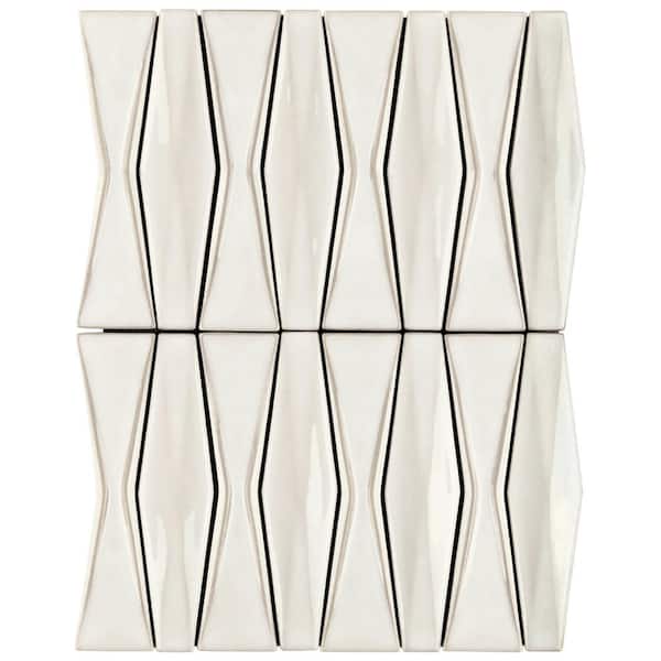 Ivy Hill Tile Delphi Harlequin Natural White 3 in. x 0.63 in. Glossy Glass Mosaic Tile Sample
