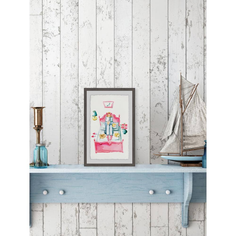 30 in. H x 20 in. W Pink Bed Reading by Marmont Hill Framed Printed Wa