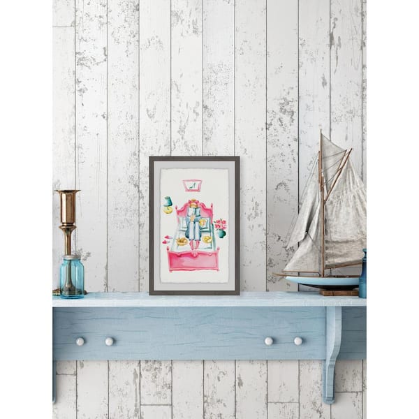 Unbranded 30 in. H x 20 in. W "Pink Bed Reading" by Marmont Hill Framed Printed Wall Art