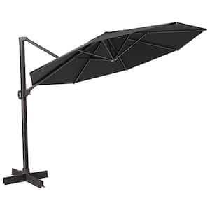 11 ft. x 11 ft. Heavy-Duty Frame Single Octagon Outdoor Cantilever Umbrella in Black