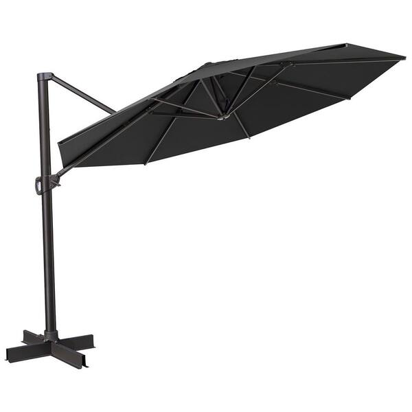 Crestlive Products 10.5 ft. x 10.5 ft. Heavy-Duty Frame Swivel Octagon Outdoor Cantilever Patio Umbrella in Black