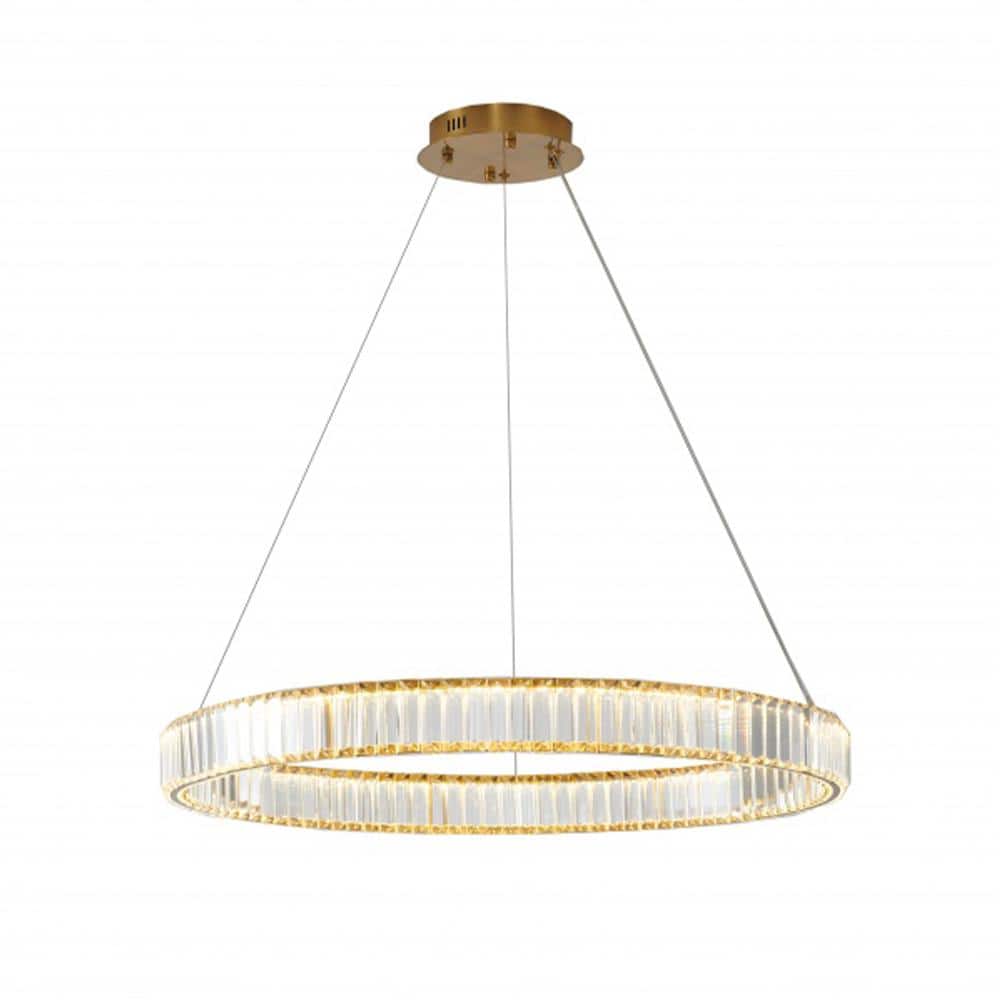 Coen 1-Light dimmable Integrated LED Gold Crystal Circle Chandelier for Liv