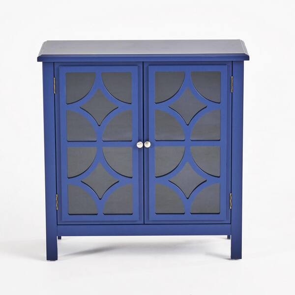 Noble House Melora Navy Blue Brown Fir Wood Accent Cabinet