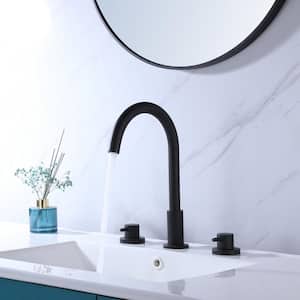8 in. Widespread Deck Mount 2-Handle Bathroom Faucet in Matte Black