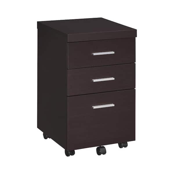 Coaster Skylar Cappuccino File Cabinet with 3-Drawers and Casters