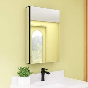 20 in. W x 30 in. H Black Rectangular Recessed or Surface Mount Aluminum Tri-view Bathroom Medicine Cabinet with Mirror