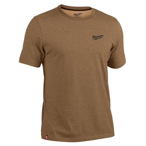 Milwaukee Men's X-Large Brown Cotton/Polyester Short-Sleeve Hybrid
