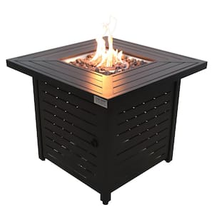 30 in. 40000 BTU Steel Outdoor Propane Natural Gas Fire Pit Table for Deck Patio, Black